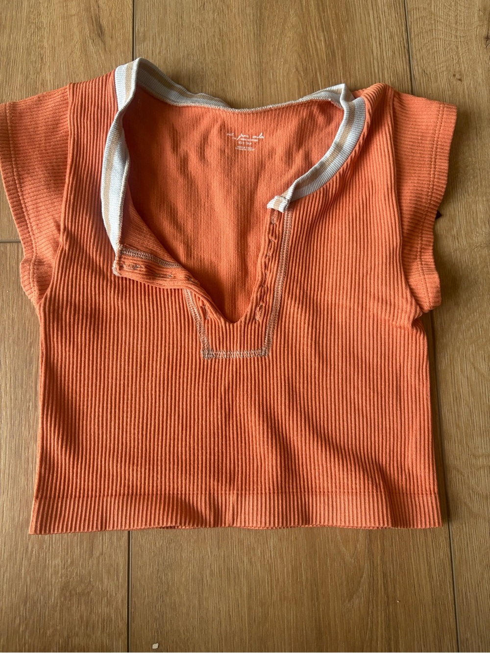 Urban Outfitters Women’s Orange Ribbed V-Neck Crop Top